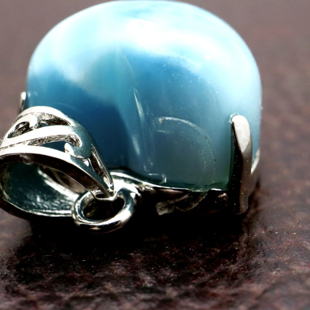ラリマー ネックレス ハート型 天然石 ペンダント Silver925 ロイヤルクラス Srank スカイブルー ドミニカ産