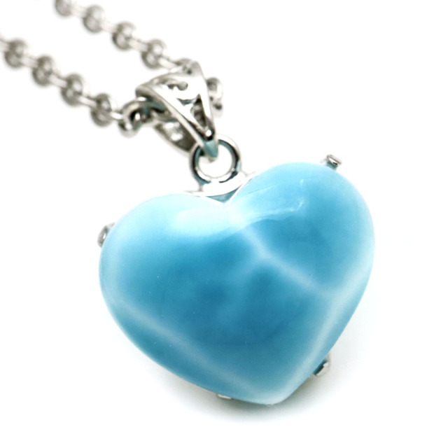 高品質　ラリマー　ハートペンダント　ネックレス　silver925 3-13 ラリマー ネックレス ハート型 天然石 ペンダント Silver925 ロイヤル