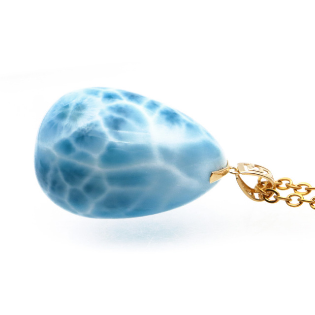 ラリマー ネックレス 天然石 ペンダント 18金 K18 ロイヤルクラス Srank スカイブルー ドミニカ産 パワーストーン