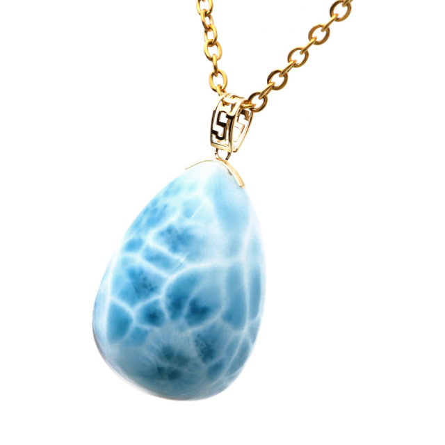 ラリマー ネックレス 天然石 ペンダント 18金 K18 ロイヤルクラス Srank スカイブルー ドミニカ産 パワーストーン