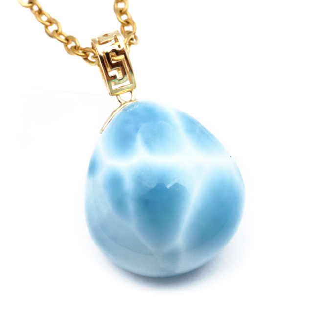 ラリマー ネックレス 天然石 ペンダント 18金 K18 ロイヤルクラス