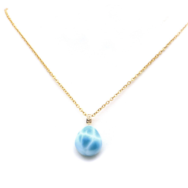 ラリマー ネックレス 天然石 ペンダント ハート かわいい ロイヤルクラス Srank スカイブルー ドミニカ産 パワーストーン 1点物 ギフト