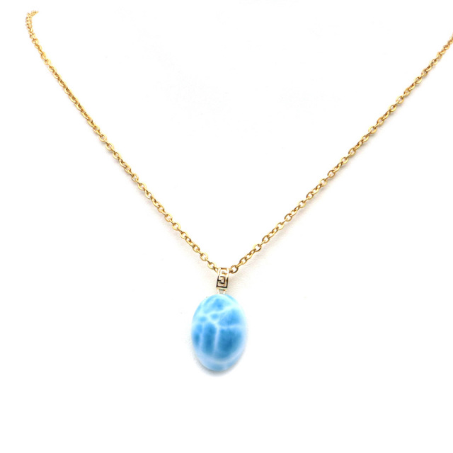 ラリマー ネックレス 天然石 ペンダント 18金 K18 ロイヤルクラス