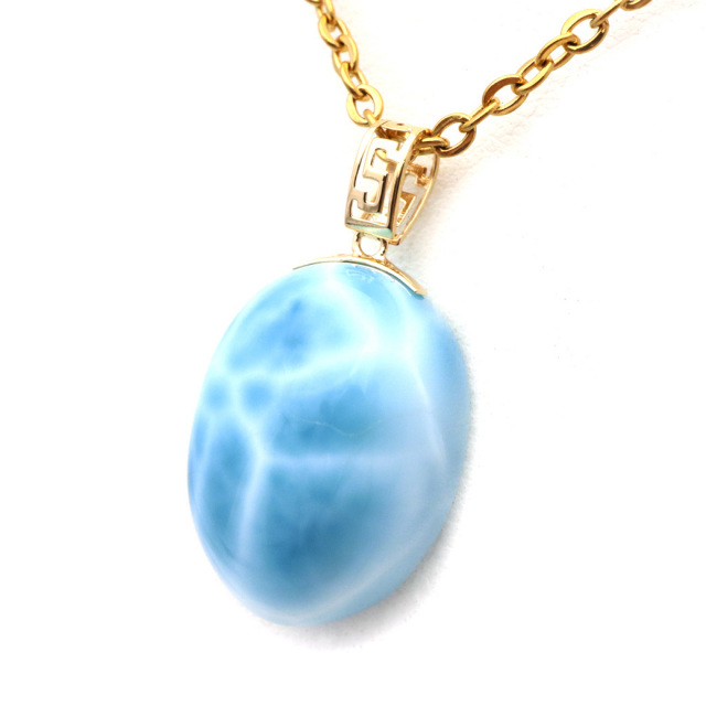 ラリマー ネックレス 天然石 ペンダント 18金 K18 ロイヤルクラス