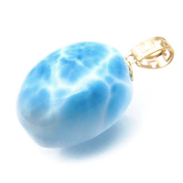 ラリマー ネックレス 天然石 ペンダント 18金 K18 ロイヤルクラス Srank スカイブルー ドミニカ産 パワーストーン 1点物