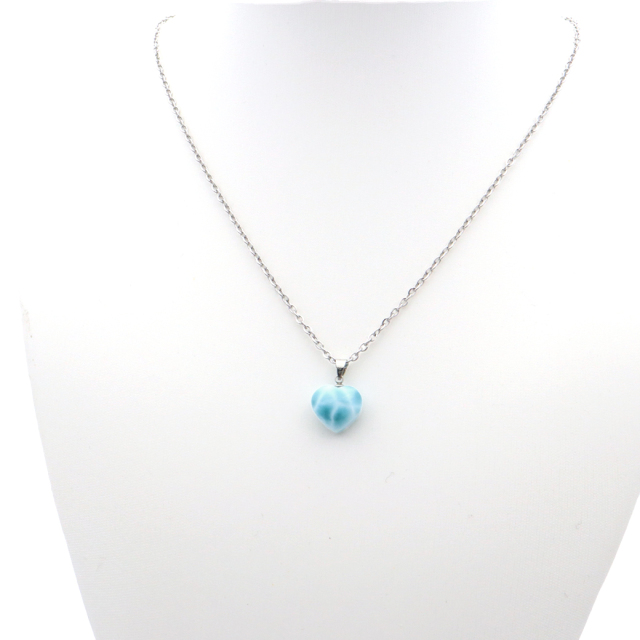 ラリマー ネックレス 天然石 ペンダント ハート かわいい ロイヤル