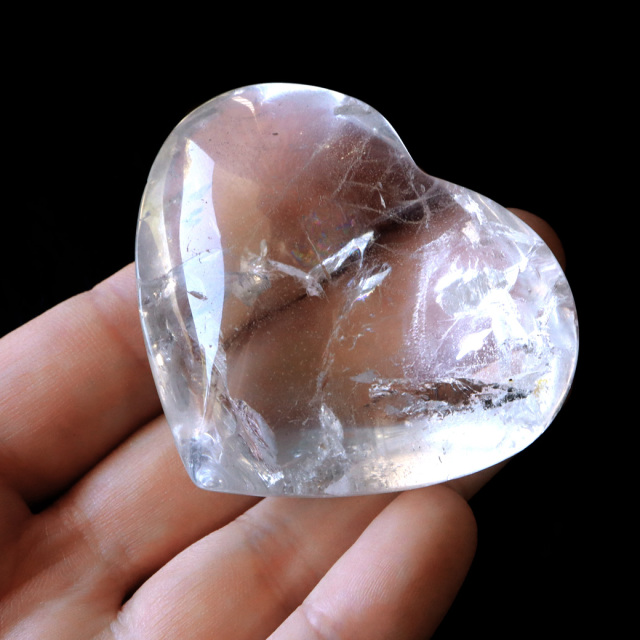 レムリアンシード 虹入り ハート 置き物 93g 水晶 天然石 ブラジル