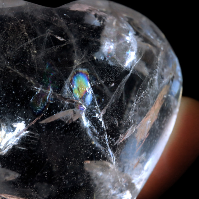 レムリアンシード 虹入り ハート 置き物 98g 水晶 天然石 ブラジル バイーア州 アレグレ産 スピリチュアル クリスタル
