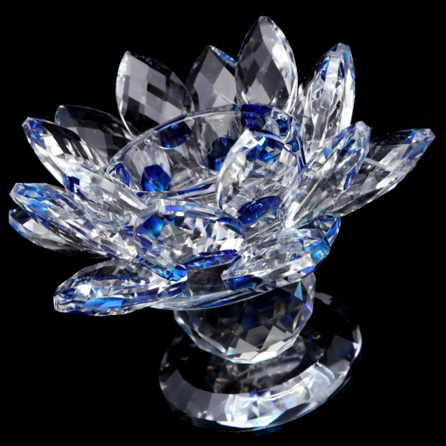 蓮の花 置物 size大 クリスタルガラス サンキャッチャー 8Color 受け皿