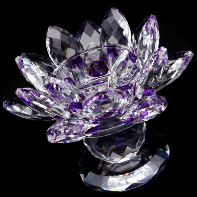 蓮の花 置物 size大 クリスタルガラス サンキャッチャー 8Color 受け皿