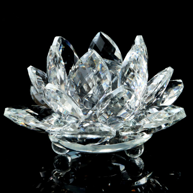 蓮の花 置物 クリスタルガラス サンキャッチャー 開運 イテンリヤ 風水