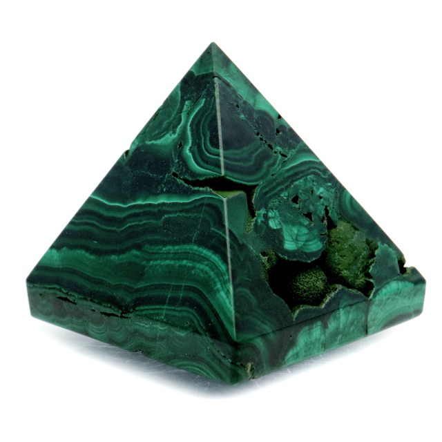 マラカイト ピラミッド 置き物 コンゴ産 1点もの 天然石 パワーストーン 孔雀石 Malachite 約34 x 33mm