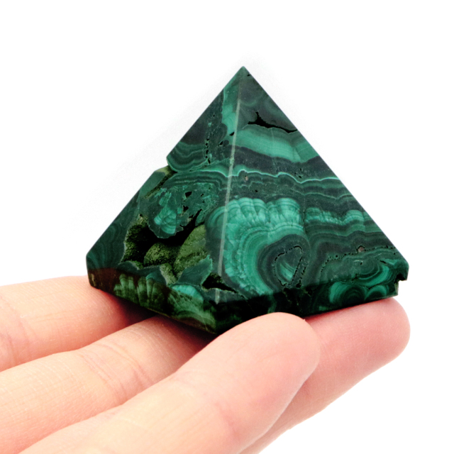 マラカイト ピラミッド 置き物 コンゴ産 1点もの 天然石 パワーストーン 孔雀石 Malachite 約34 x 33mm