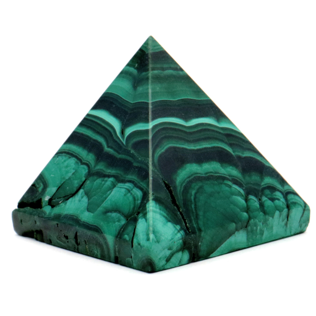 マラカイト ピラミッド 置き物 コンゴ産 1点もの 天然石 パワーストーン 孔雀石 Malachite 約35 x 33mm
