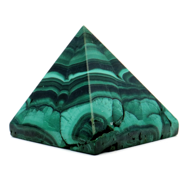 マラカイト ピラミッド 置き物 コンゴ産 1点もの 天然石 パワーストーン 孔雀石 Malachite 約35 x 33mm