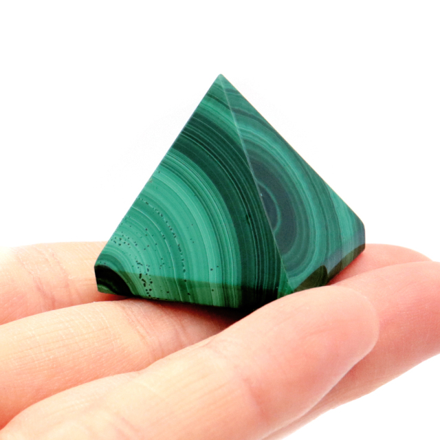 マラカイト ピラミッド 置き物 コンゴ産 1点もの 天然石 パワーストーン 孔雀石 Malachite 約28 x 28mm