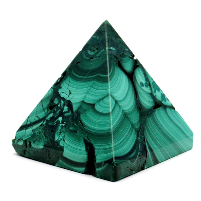 マラカイト ピラミッド 置き物 コンゴ産 1点もの 天然石 パワーストーン 孔雀石 Malachite 約34 x 35mm