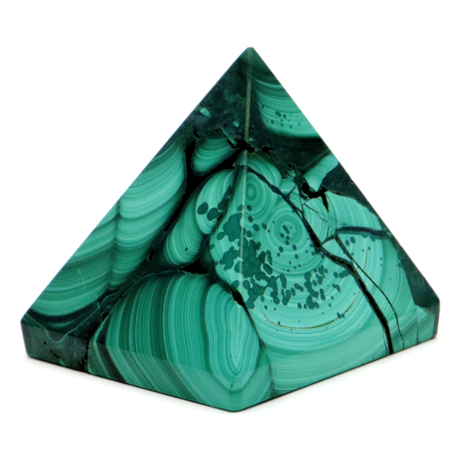 マラカイト ピラミッド 置き物 コンゴ産 1点もの 天然石 パワーストーン 孔雀石 Malachite 約34 x 35mm