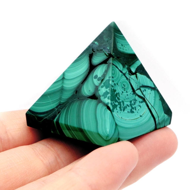 マラカイト ピラミッド 置き物 コンゴ産 1点もの 天然石 パワーストーン 孔雀石 Malachite 約34 x 35mm