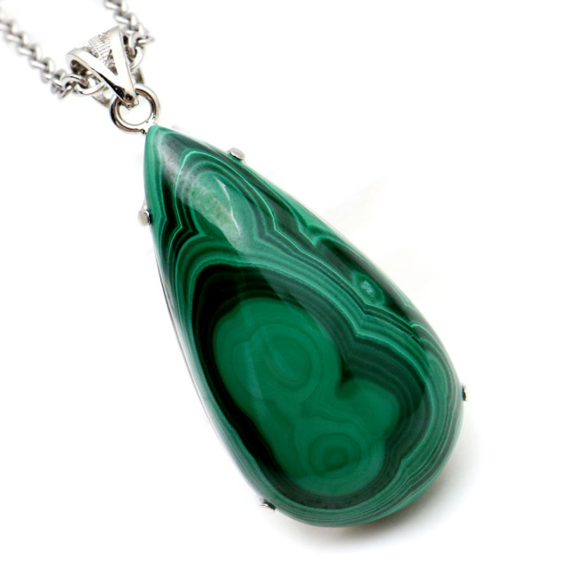 マラカイト ネックレス 天然石 ペンダント 高品質 孔雀石 Silver925 パワーストーン 1点もの