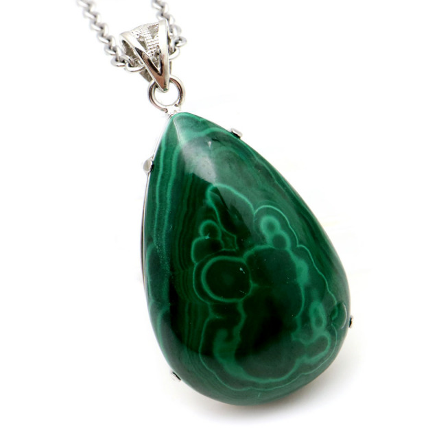 マラカイト ネックレス 天然石 ペンダント 高品質 孔雀石 Silver925 パワーストーン 1点もの