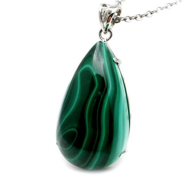 マラカイト ネックレス 天然石 ペンダント 高品質 孔雀石 Silver925 パワーストーン 1点もの