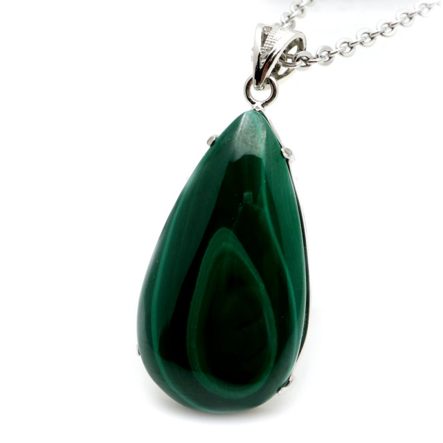 マラカイト ネックレス 天然石 ペンダント 高品質 孔雀石 Silver925 パワーストーン 1点もの