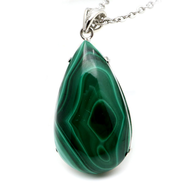マラカイト ネックレス 天然石 ペンダント 高品質 孔雀石 Silver925 パワーストーン 1点もの