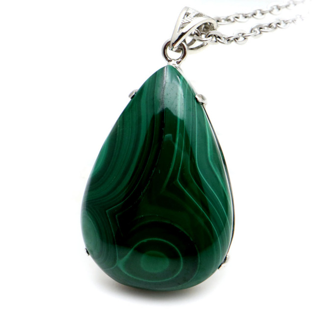 マラカイト ネックレス 天然石 ペンダント 高品質 孔雀石 Silver925 パワーストーン 1点もの