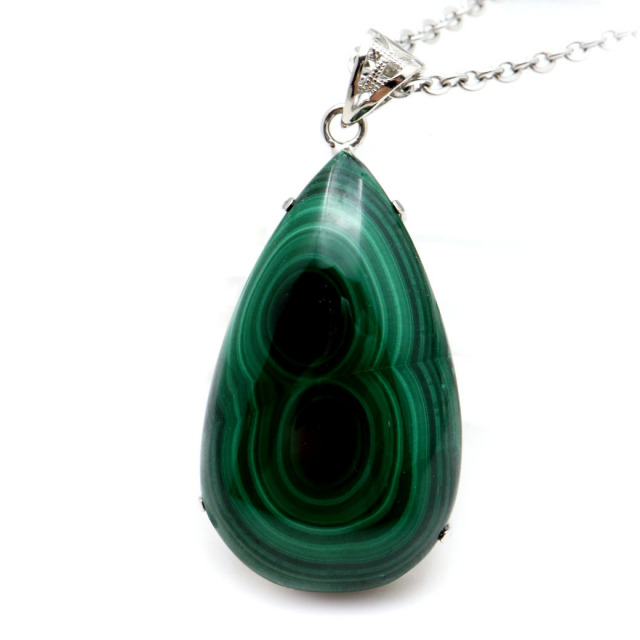 マラカイト ネックレス 天然石 ペンダント 高品質 孔雀石 Silver925 パワーストーン 1点もの