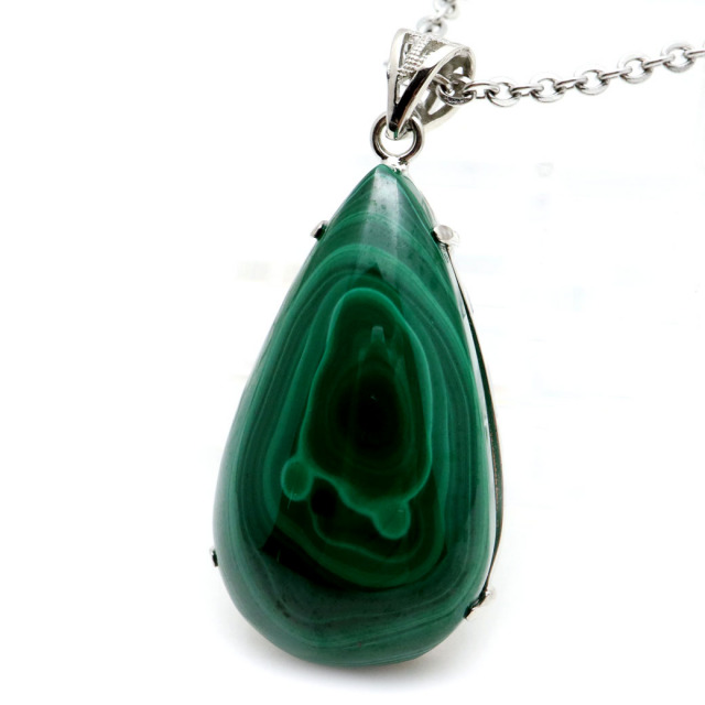 マラカイト ネックレス 天然石 ペンダント 高品質 孔雀石 Silver925 パワーストーン 1点もの