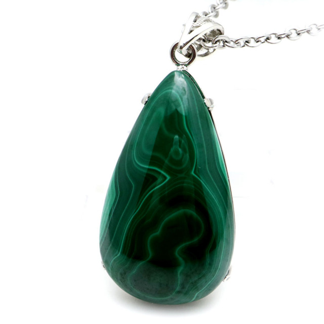 マラカイト ネックレス 天然石 ペンダント 高品質 孔雀石 Silver925 パワーストーン 1点もの