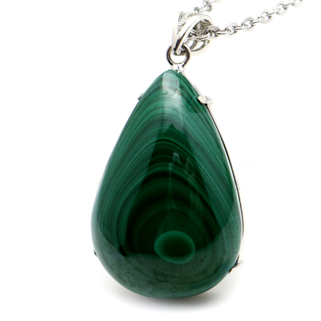 マラカイト ネックレス しずく型 ドロップ 天然石 ペンダント 高品質 孔雀石 Silver925 パワーストーン 1点もの