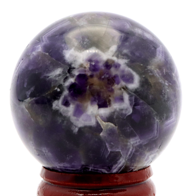 47.アメジストインテリア シェブロン アメジスト 丸玉 40mm 台座付き
