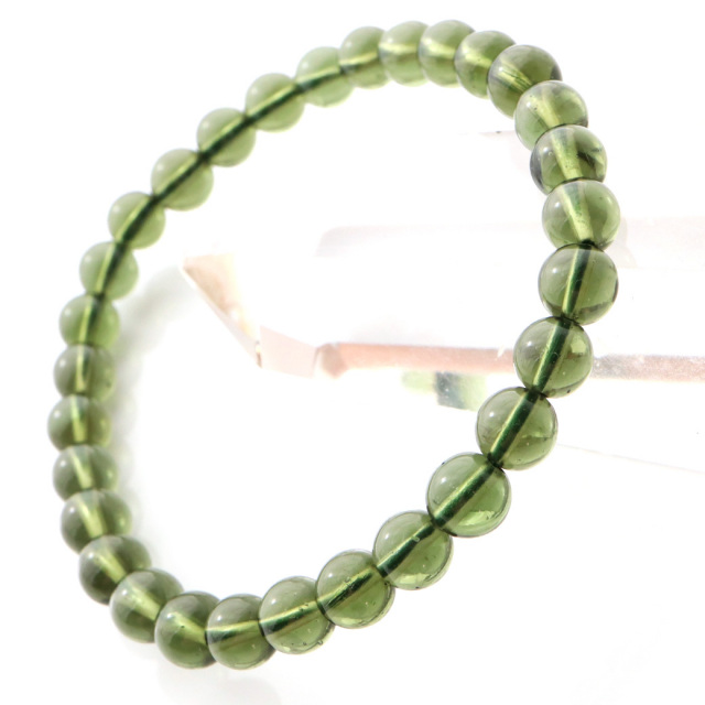 モルダバイト　ラウンドカットブレスレット6mm 　鑑定書付き モルダバイトラウンドカットブレスレット6mm 鑑定書付き