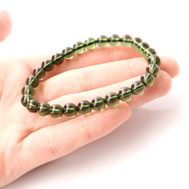 モルダバイト ブレスレット 7mm 鑑別書付き 正真正銘 本物 ジュエリー