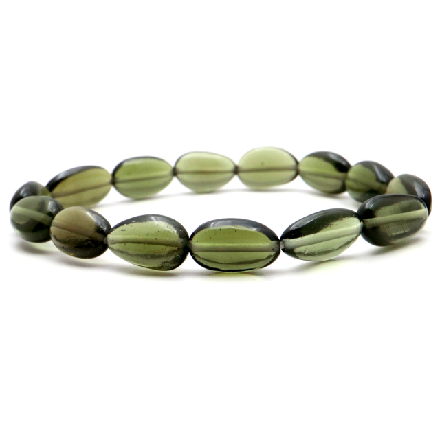 天然モルダバイト原石タンブルブレスレット（鑑別済み、鑑別書無し）