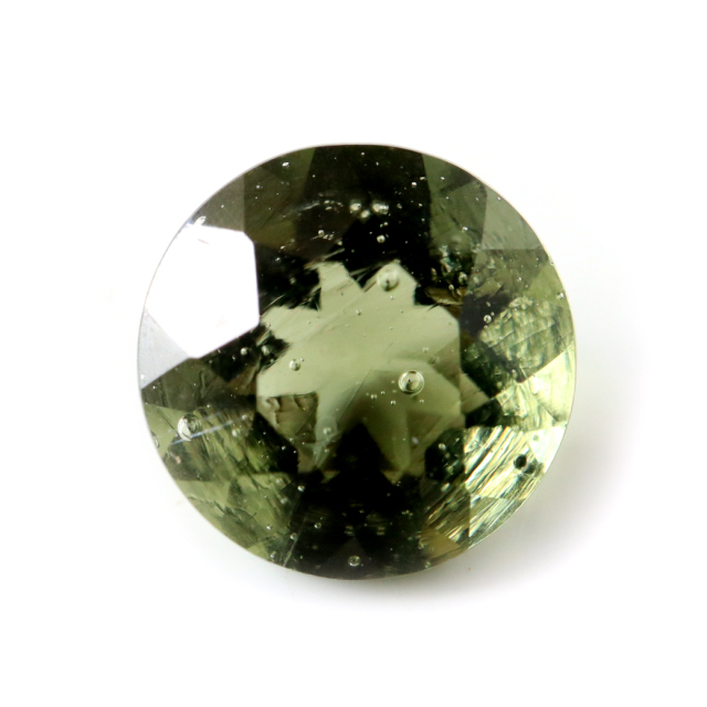 モルダバイト ルース 0.6ct ラウンドカット チェコ産 宝石質 裸石  穴無し 天然ガラス 宇宙の神秘 天然石 パワーストーン 癒し