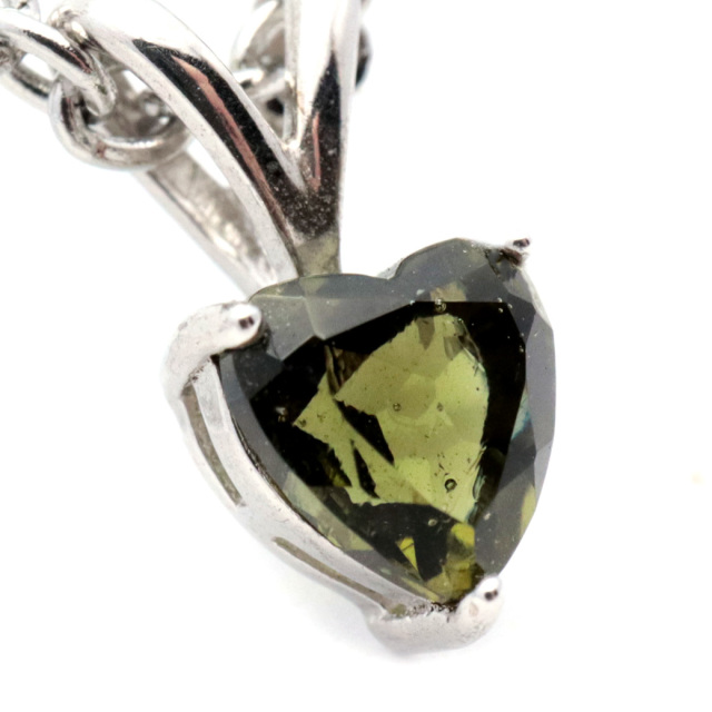 モルダバイト ネックレス ハート 宝石質 天然石 ペンダント パワーストーン 宇宙 天然ガラス チェコ産 moldavite