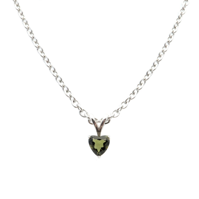 モルダバイト ネックレス ハート 宝石質 天然石 ペンダント パワーストーン 宇宙 天然ガラス チェコ産 moldavite