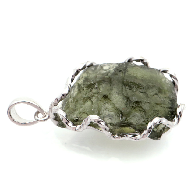 モルダバイト ネックレス 天然石 原石 ペンダント ラフロック AAA タンブル SILVER925 パワーストーン 1点もの moldavite