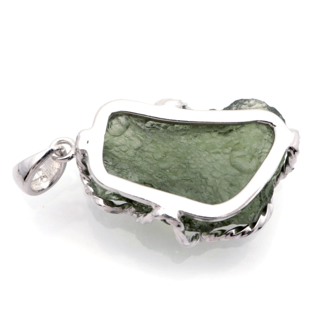 モルダバイト ネックレス 天然石 原石 ペンダント ラフロック AAA タンブル SILVER925 パワーストーン 1点もの moldavite