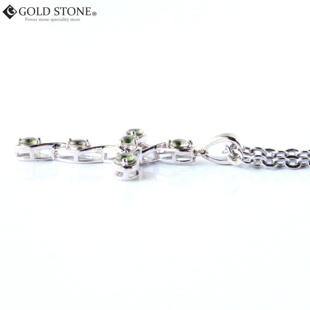 モルダバイト ネックレス 天然石 ペンダント 宝石質5A Silver925使用 鑑別書発行可能 十字架 クロス型