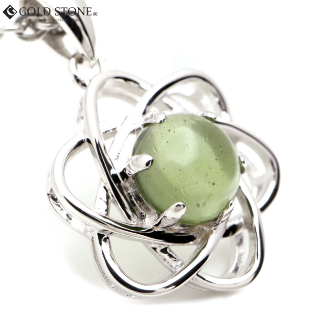 モルダバイト ペンダント 宝石質 5A Silver925使用 フラワー型 天然石