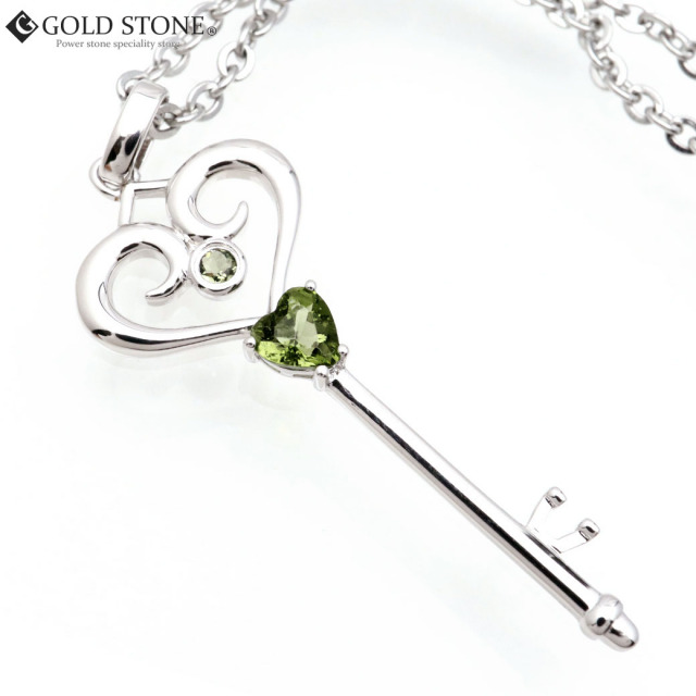 モルダバイト ネックレス 天然石 ペンダント 宝石質5A Silver925使用 鑑別書発行可能 鍵 キー型