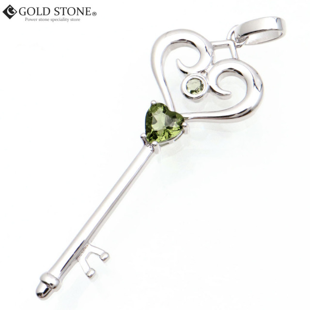 モルダバイト ネックレス 天然石 ペンダント 宝石質5A Silver925使用 鑑別書発行可能 鍵 キー型