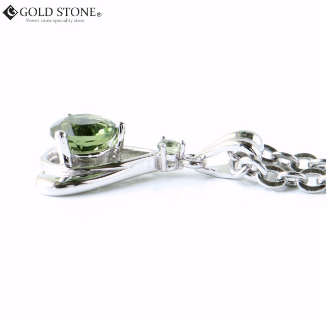 モルダバイト ネックレス 天然石 ペンダント 宝石質5A Silver925使用 鑑別書発行可能 トライアングル型