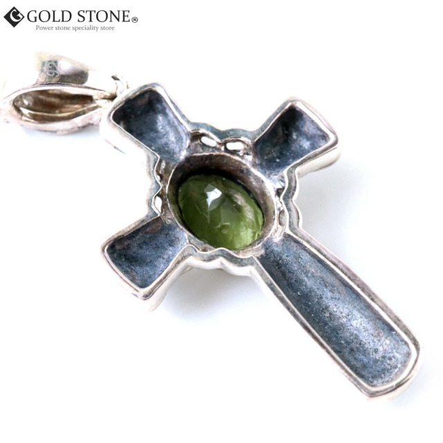 モルダバイト ネックレス 天然石 ペンダント 宝石質5A Silver925使用 鑑別書発行可能 クロス 十字架型