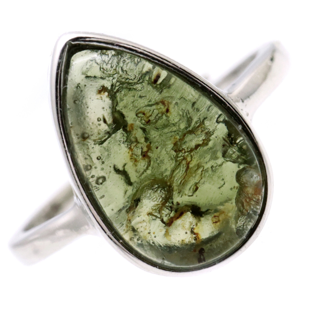 モルダバイト 指輪 リング しずく ドロップ レディース 龍紋がはっきりと見える 1点物 宇宙 ガラス パワーストーン 天然石