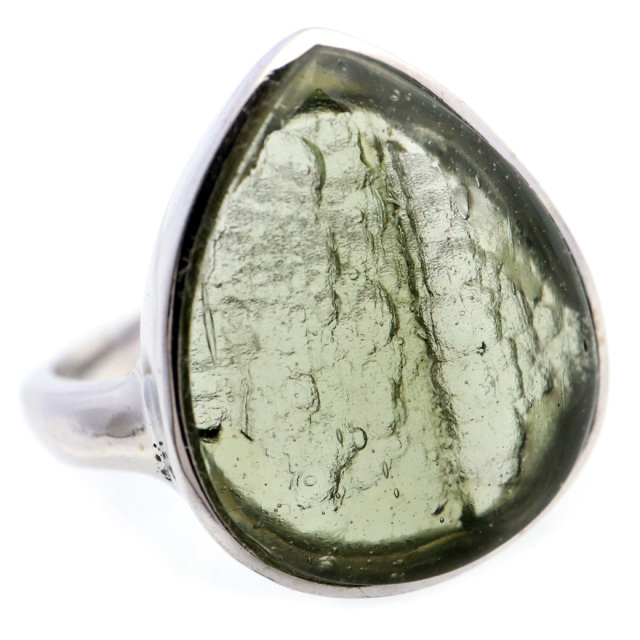 モルダバイト 指輪 リング レディース 龍紋がはっきりと見える 1点物 宇宙 ガラス パワーストーン 天然石